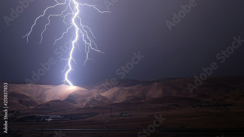 lightnings and thunder bold strike at summer storm.