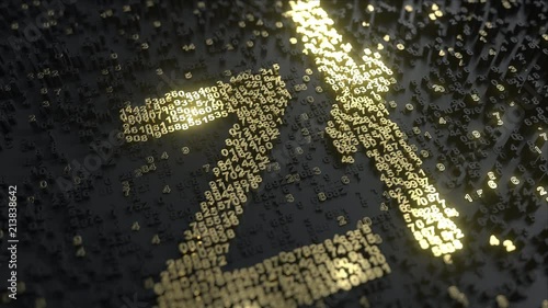 Polish zloty sign made of gold numbers. Conceptual 3D animation photo