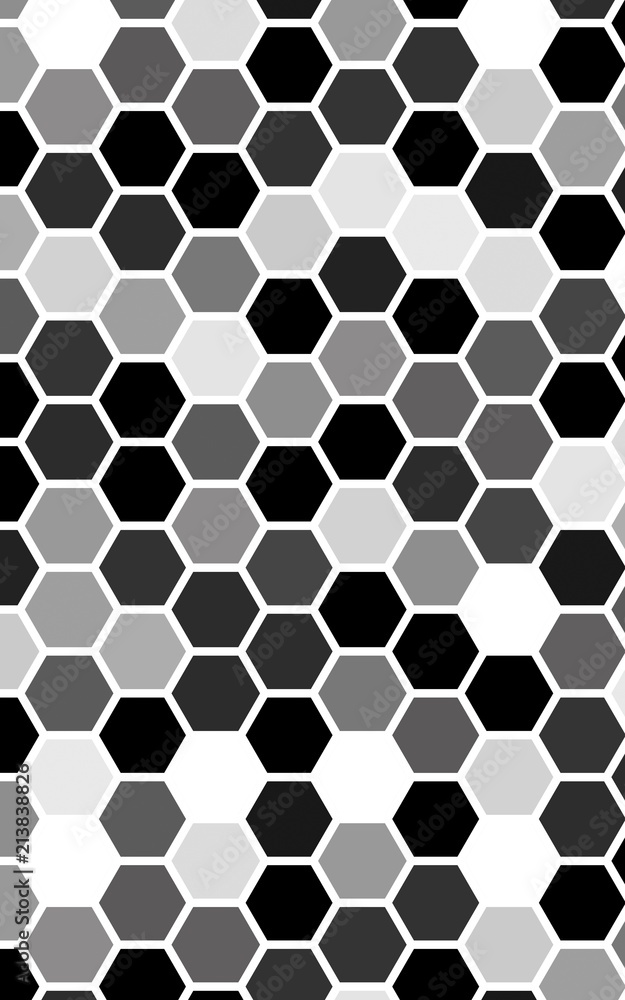 White honeycomb with a gradient color. Isometric geometry. 3D illustration White honeycomb with a gradient color. Isometric geometry. 3D illustration