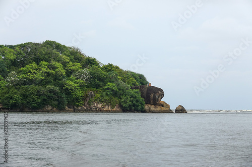 Island with a Buddhist temple  the city of Bentota in southwest Sri Lanka