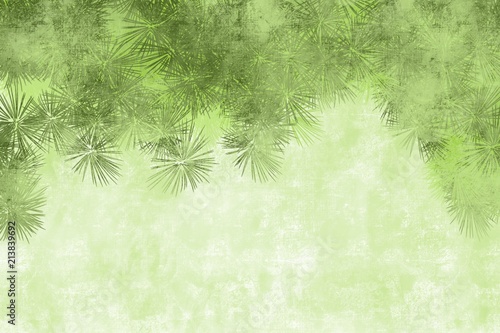 Natural Pine bough winter or summer border in greens, and blues decorative border frame design for invitations, greetings, posters backgrounds, web