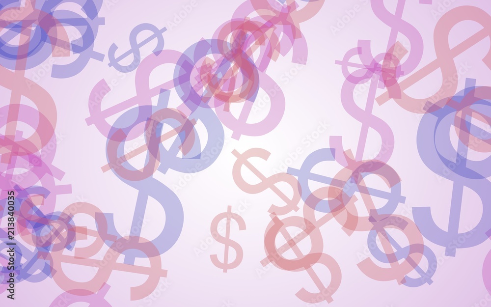 Multicolored translucent dollar signs on white background. Red tones. 3D illustration Multicolored translucent dollar signs on white background. Red tones. 3D illustration