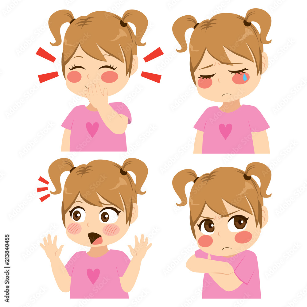 Little girl different face and gesture expression set collection Little girl different face and gesture expression set collection