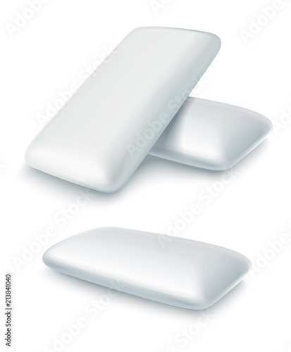 Bubble gum with mint flavour. Chewing pads for teeth dental