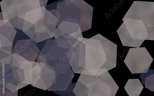 Multicolored translucent hexagons on dark background. Red tones. 3D illustration