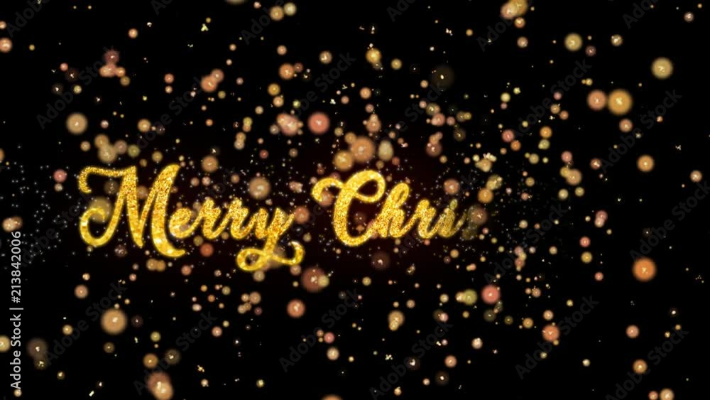 Merry Christmas Abstract particles and fireworks greeting card text with shiny black background for festivals,events,holidays,party,celebration. Merry Christmas Abstract particles and fireworks greeting card text with shiny black background for festivals,events,holidays,party,celebration.