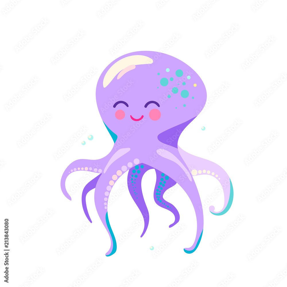 Cute octopus vector illustration isolated on white Cute octopus vector illustration isolated on white