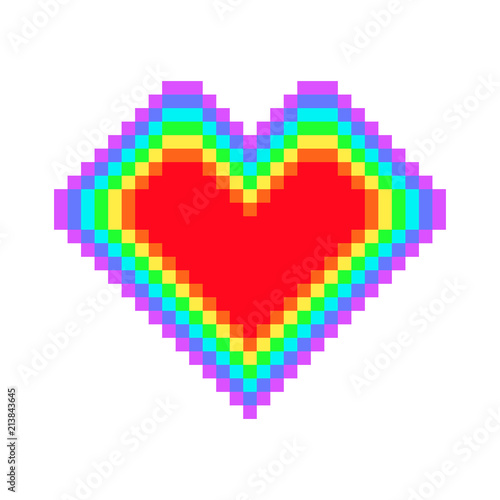 pixel gay colorful rainbow heart
