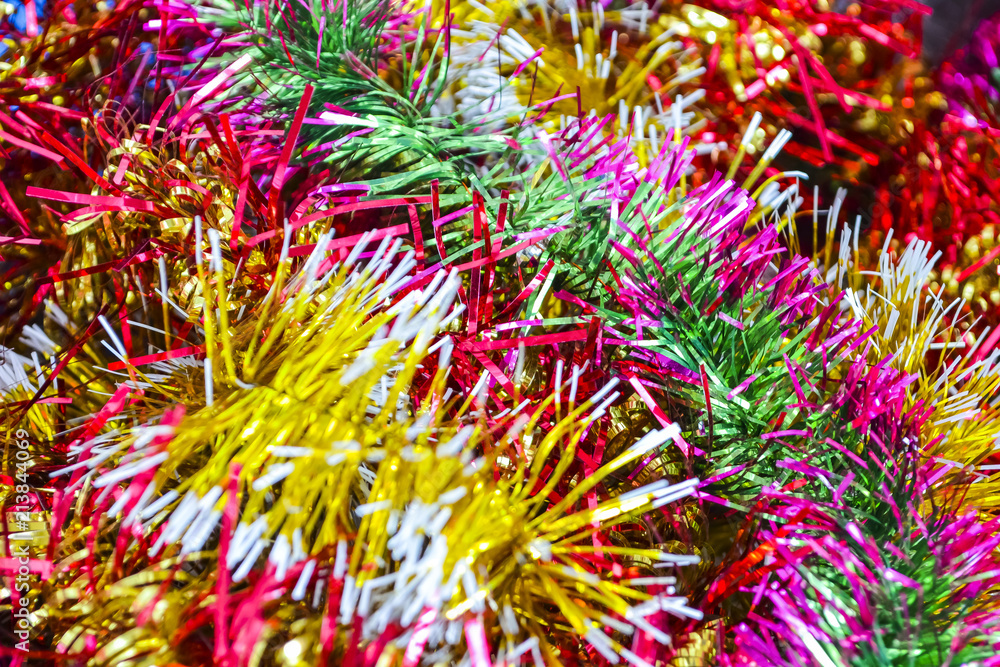 Bright New Year's Christmas background from multi-colored tinsel. Bright New Year's Christmas background from multi-colored tinsel.