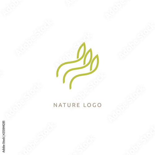 Logo concept of man and leaf. Environmental protection, camp, ecology, healthy eating, Botanical Garden, park, forest, farm, agriculture vector sign.