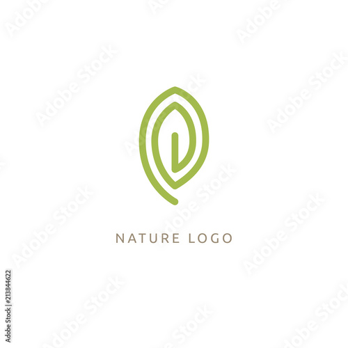 Abstract green leaf logo vector design. Environmental protection, ecology, healthy eating, Botanical Garden, park, forest, farm, agriculture vector sign.