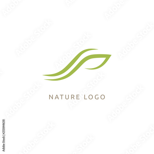Abstract green leaf logo vector design. Environmental protection, ecology, healthy eating, Botanical Garden, park, forest, farm, agriculture vector sign.