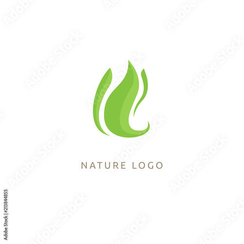 Abstract green leaf logo vector design. Environmental protection, ecology, healthy eating, Botanical Garden, park, forest, farm, agriculture vector sign.