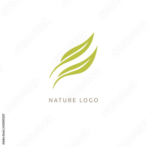 Abstract green leaf logo vector design. Environmental protection, ecology, healthy eating, Botanical Garden, park, forest, farm, agriculture vector sign.