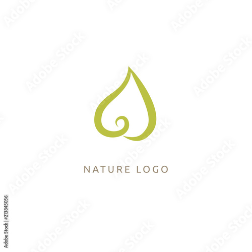Abstract green leaf logo vector design. Environmental protection, ecology, healthy eating, Botanical Garden, park, forest, farm, agriculture vector sign.