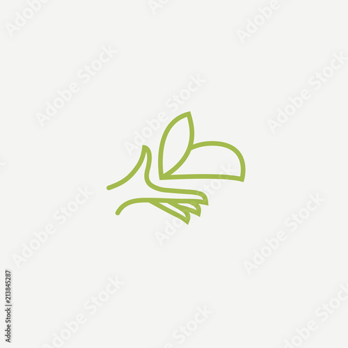 Logo concept of man and leaf. Environmental protection, camp, ecology, healthy eating, Botanical Garden, park, forest, farm, agriculture vector sign.