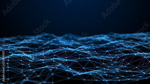 Network connection dots and lines. Technology background. Plexus. Big data background. 3d rendering.