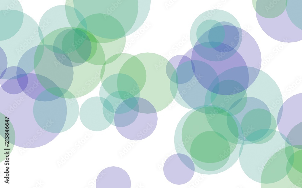 Multicolored translucent circles on a white background. Green tones. 3D illustration Multicolored translucent circles on a white background. Green tones. 3D illustration