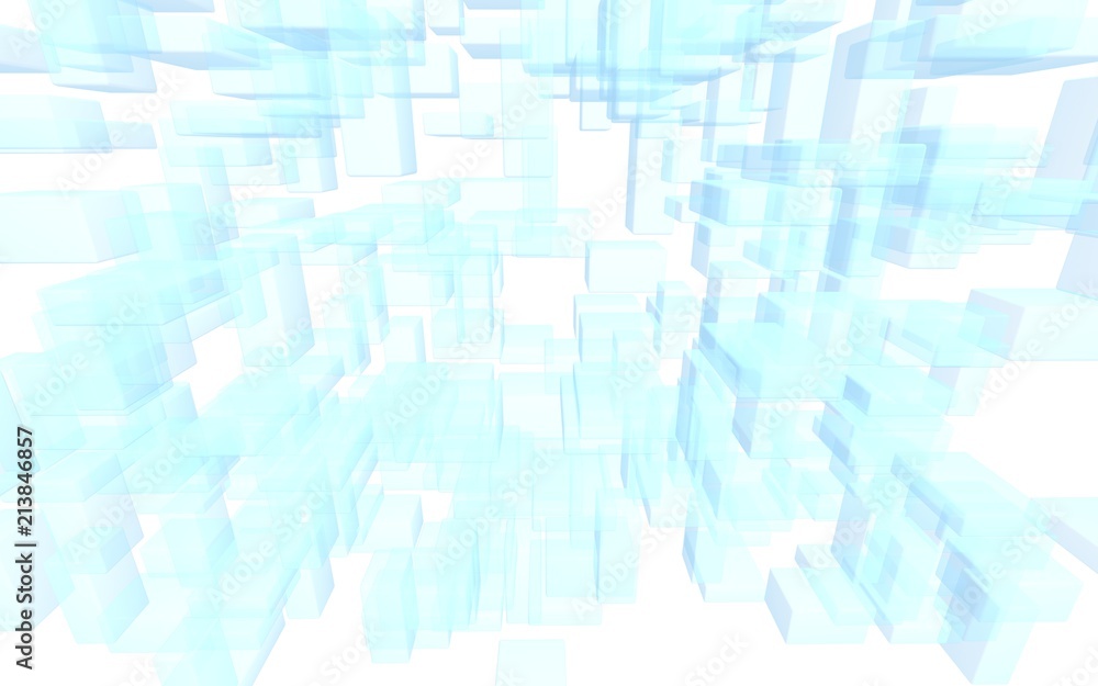 Blue and white abstract digital and technology background. The pattern with repeating rectangles. 3D illustration Blue and white abstract digital and technology background. The pattern with repeating rectangles. 3D illustration