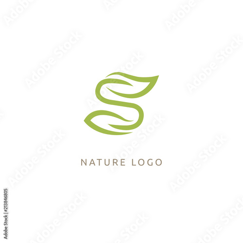 Abstract green leaf logo vector design. Environmental protection, ecology, healthy eating, Botanical Garden, park, forest, farm, agriculture vector sign.