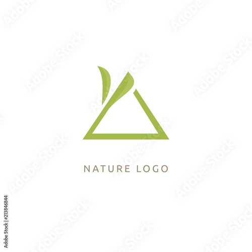 Abstract green leaf logo vector design. Environmental protection, ecology, healthy eating, Botanical Garden, park, forest, farm, agriculture vector sign.