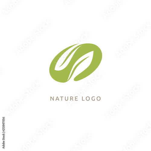 Abstract green leaf logo vector design. Environmental protection, ecology, healthy eating, Botanical Garden, park, forest, farm, agriculture vector sign.