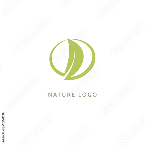 Abstract green leaf logo vector design. Environmental protection, ecology, healthy eating, Botanical Garden, park, forest, farm, agriculture vector sign.