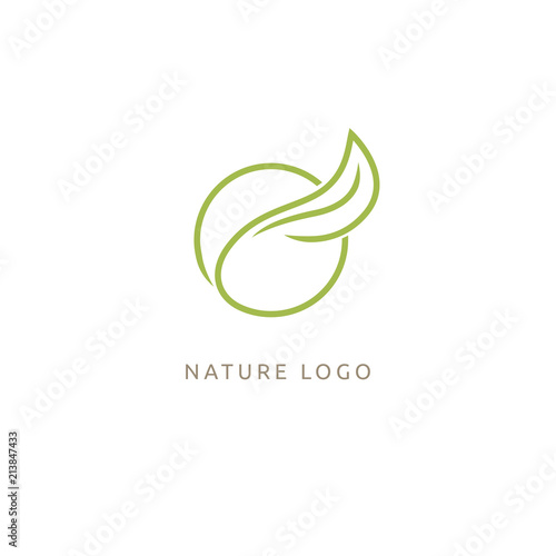Abstract green leaf logo vector design. Environmental protection, ecology, healthy eating, Botanical Garden, park, forest, farm, agriculture vector sign.