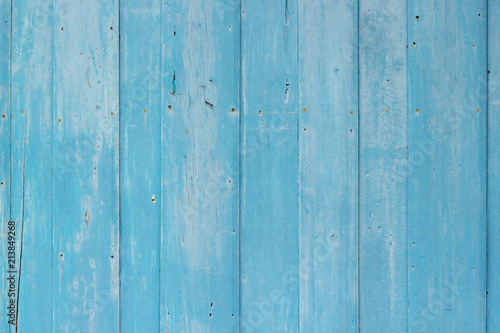 Blue wood textured wall background.