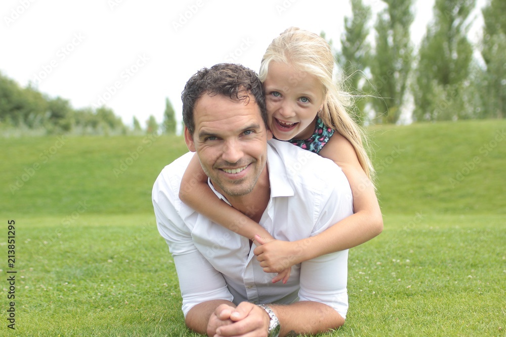 Father and daughter outside