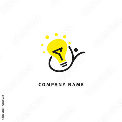 Logo brush for design template. Modern lamp with manvector element. Art, paint, inspiration, creative agency logotype.
