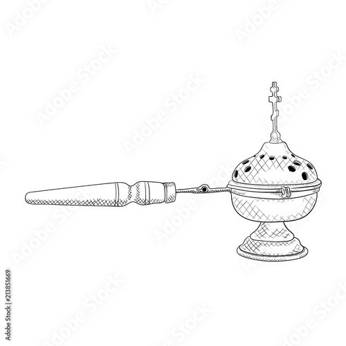 Christian Hand Censer. Vector.