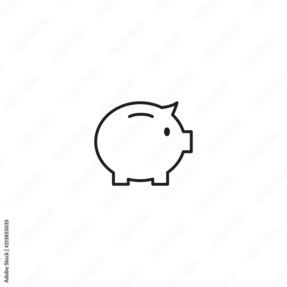 line piggy money box icon on white background line piggy money box icon on white background