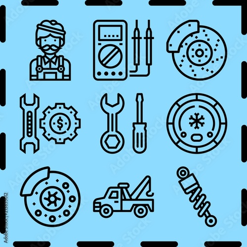 Simple 9 icon set of repair related [iconsRandom:4] vector icons. Collection Illustration