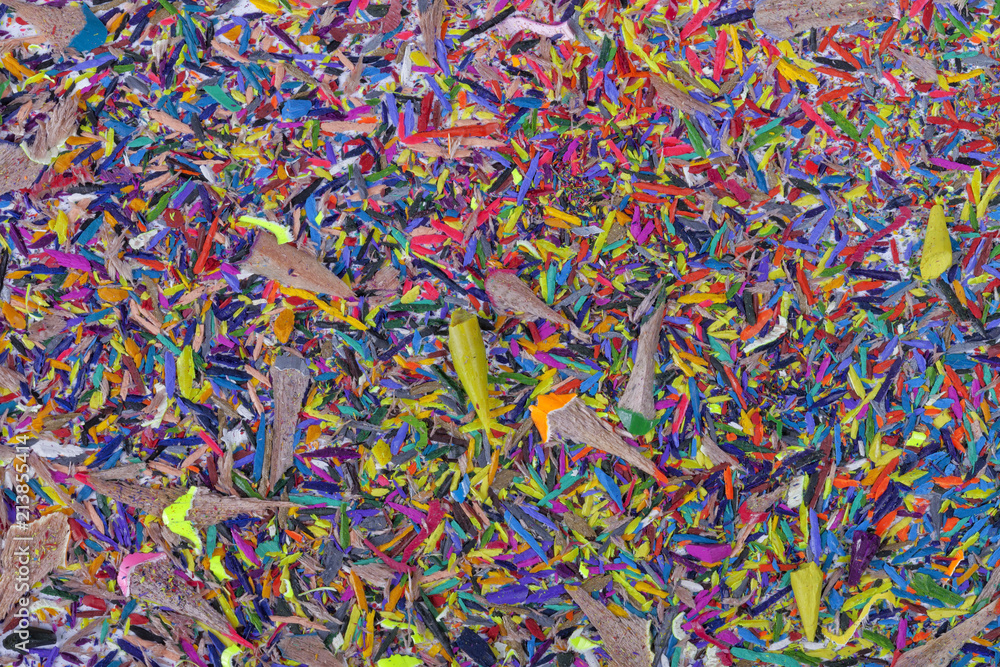 Fototapeta premium The remains of sharpening colored wax pencils