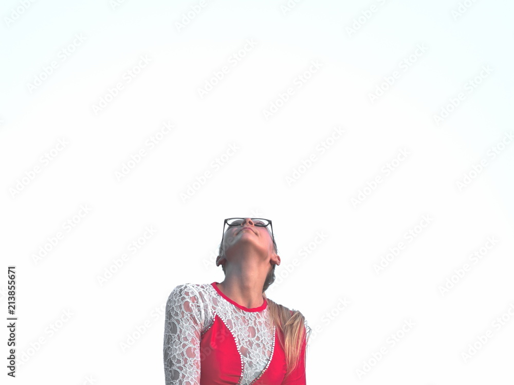 Fototapeta premium Teen Majorette Girl Looking Up