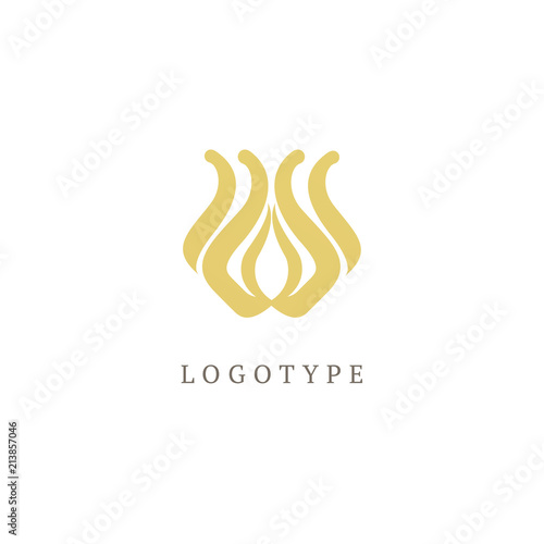 Vector luxury flower logo design. Ornate floral sign. Modern simple line art premium design vector element.