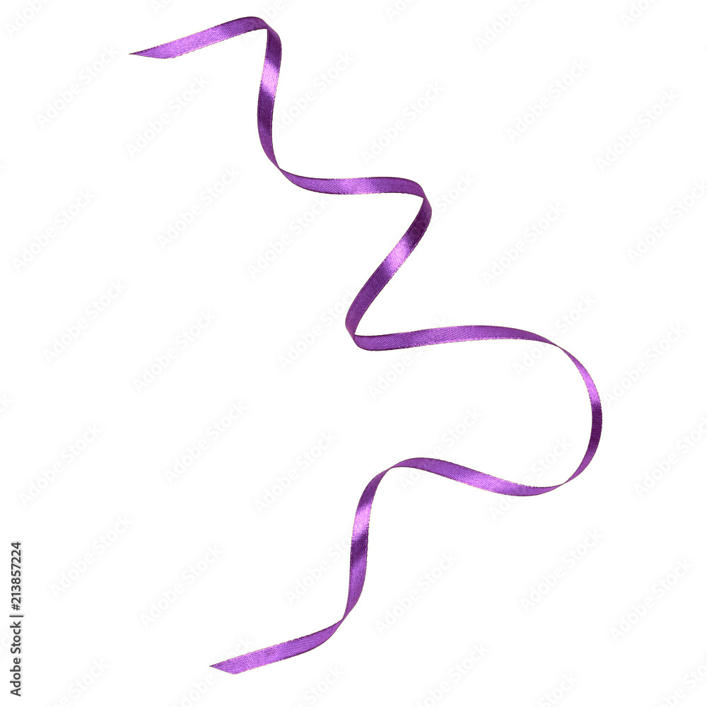 Shiny satin ribbon in lilac color isolated on white background close up Shiny satin ribbon in lilac color isolated on white background close up