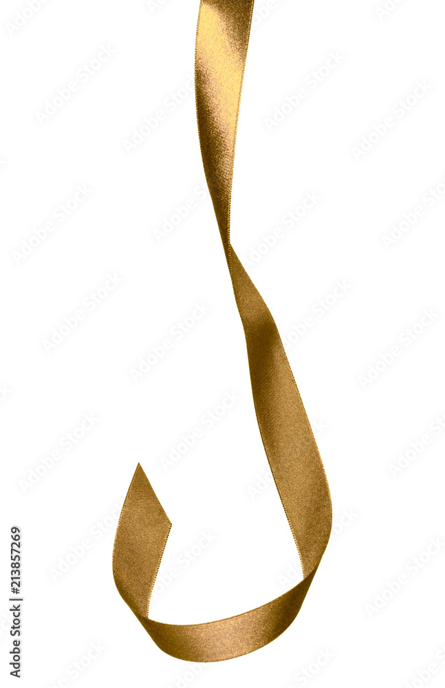 Shiny satin ribbon in brown color isolated on white background close up Shiny satin ribbon in brown color isolated on white background close up