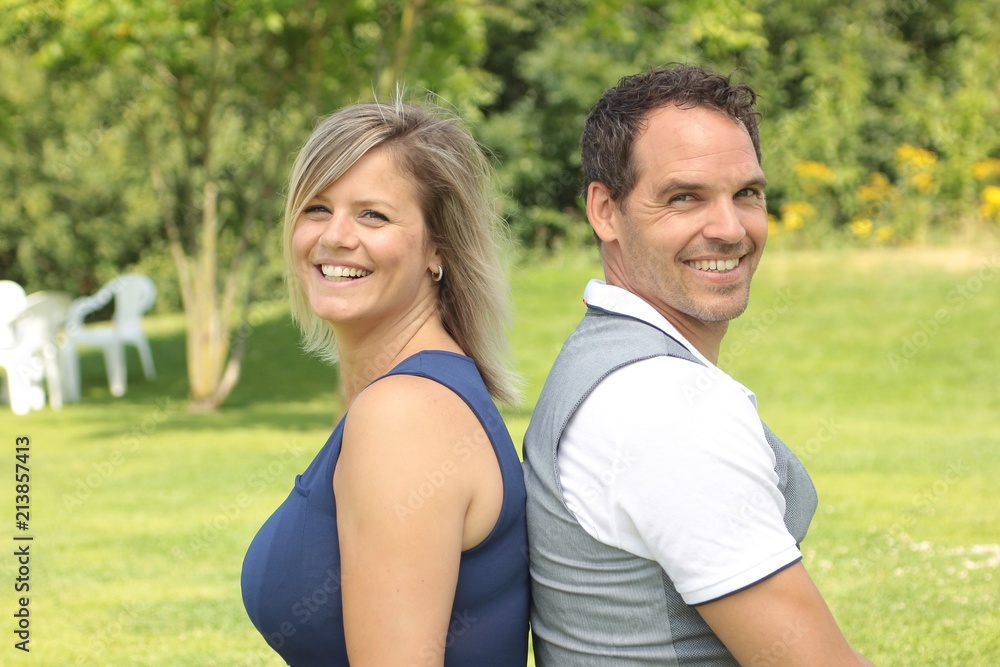 Happy love couple outside