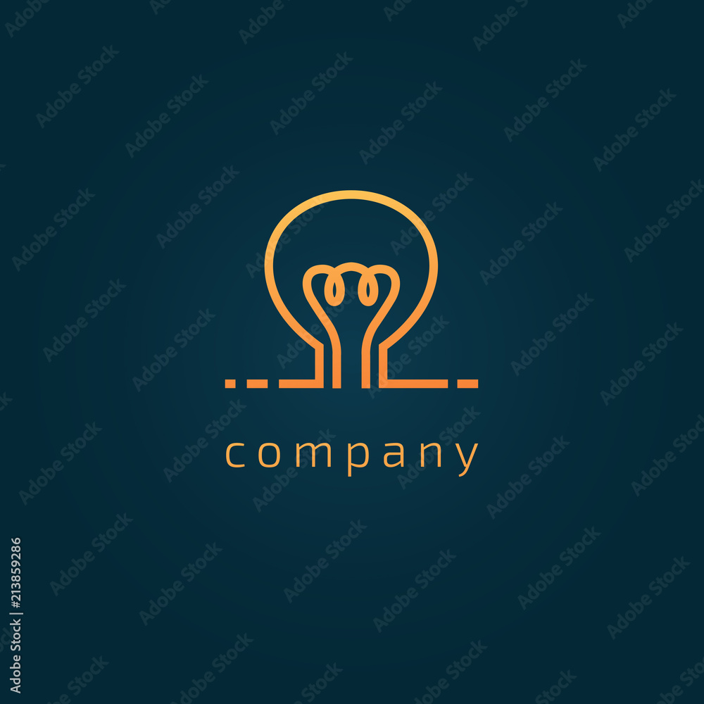 Idea minimalistic vector logo. Vector line art lamp Template. Lamp icon on a dark background. Idea minimalistic vector logo. Vector line art lamp Template. Lamp icon on a dark background.