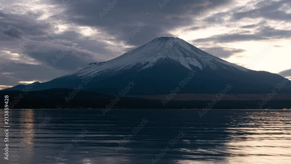 Mt. Fuji over Lake Yamanaka at Dusk (panning) Mt. Fuji over Lake Yamanaka at Dusk (panning)