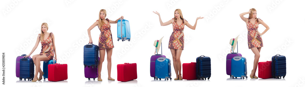 Woman preparing for travel on summer vacation Woman preparing for travel on summer vacation