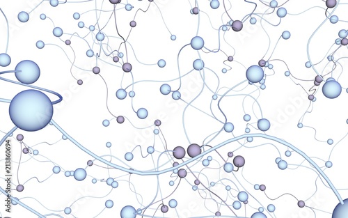 Neural network. Social network. Futuristic dna  deoxyribonucleic acid. Abstract molecule  cell illustration  mycelium. Light background. 3D illustration