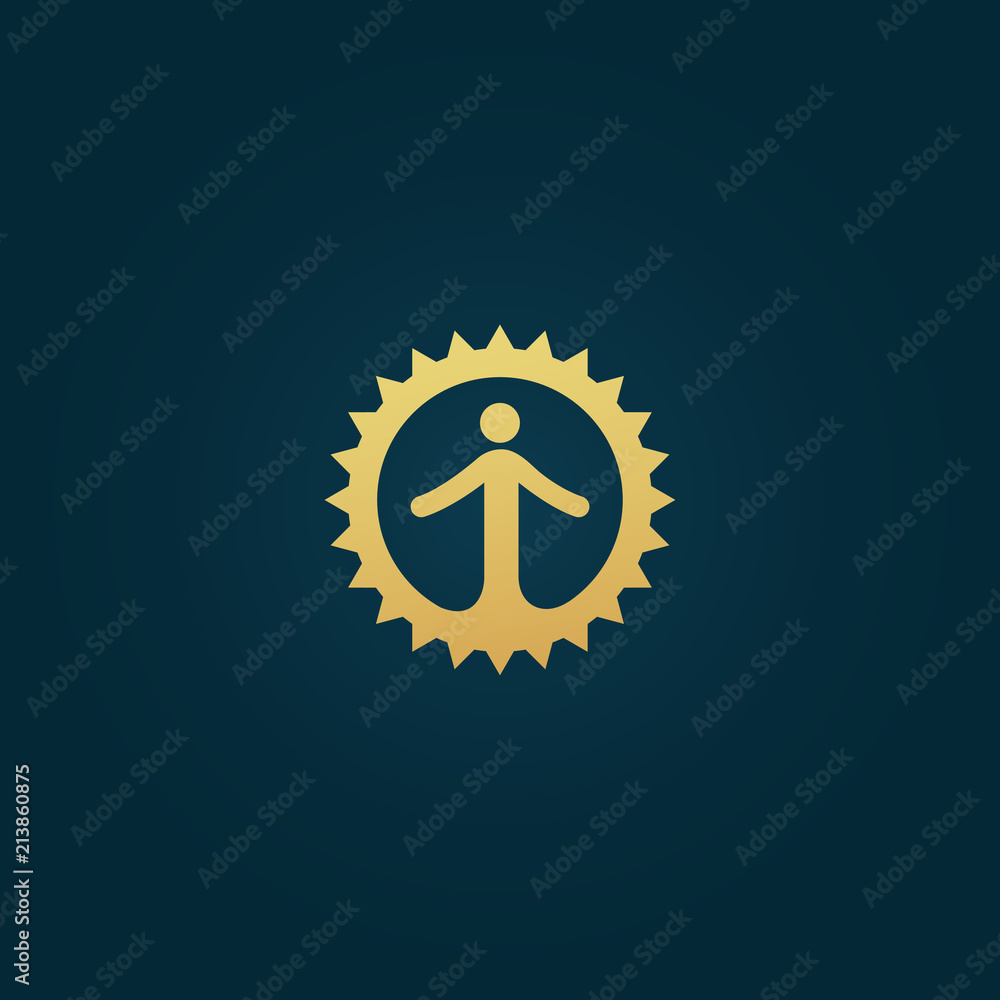Logo with a children's camp. Vector Icon with kid and the sun. Logo with a children's camp. Vector Icon with kid and the sun.