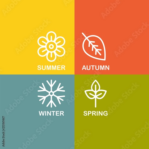 Seasons flat vector icons