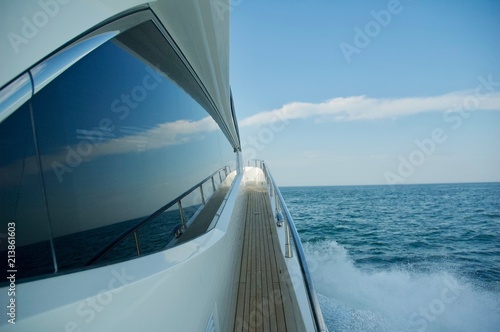 Luxury Yacht Sailing the Ocean in Newport, Rhode Island. 