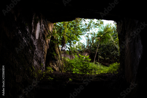 A beautiful view from an ancient tunnel near Miseno beach, Naples (Italy)