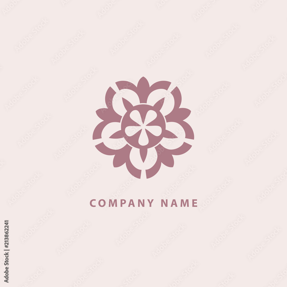 Vector floral luxury curve logo design. Round gold ornate frame. Vintage premium design vector element.