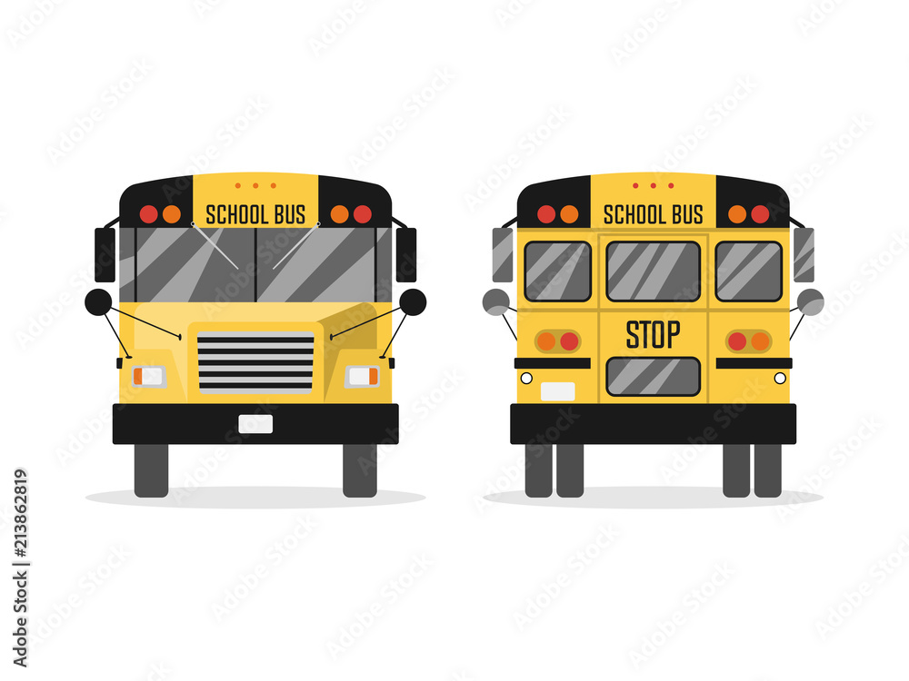 School bus, rear view and front